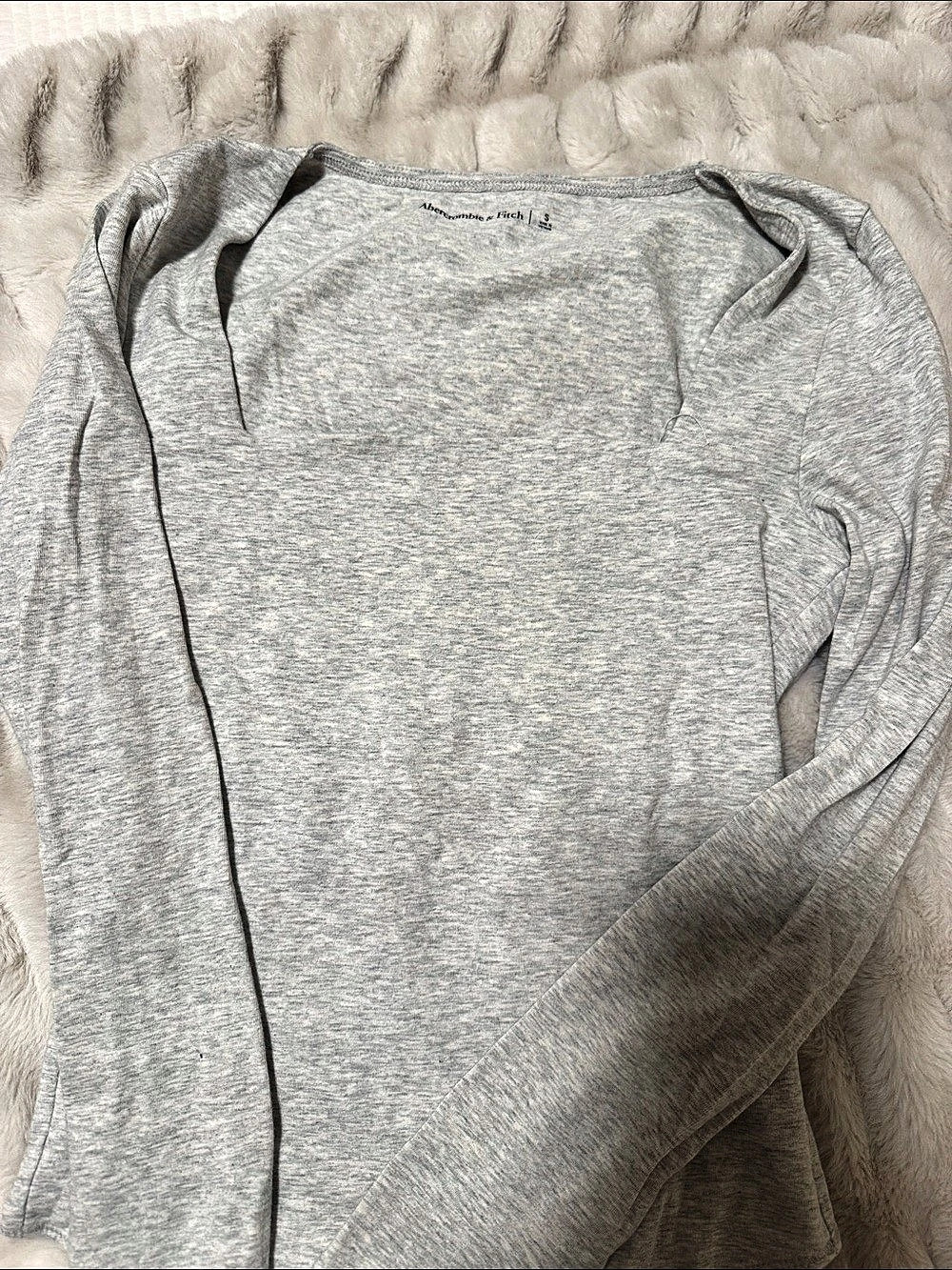 Abercrombie & Fitch Long-Sleeve Squareneck Bodysuit Gray Small